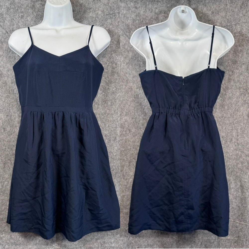 J Crew Mini Dress Cami Cocktail Strappy Navy Blue Minimal Womens Size 2